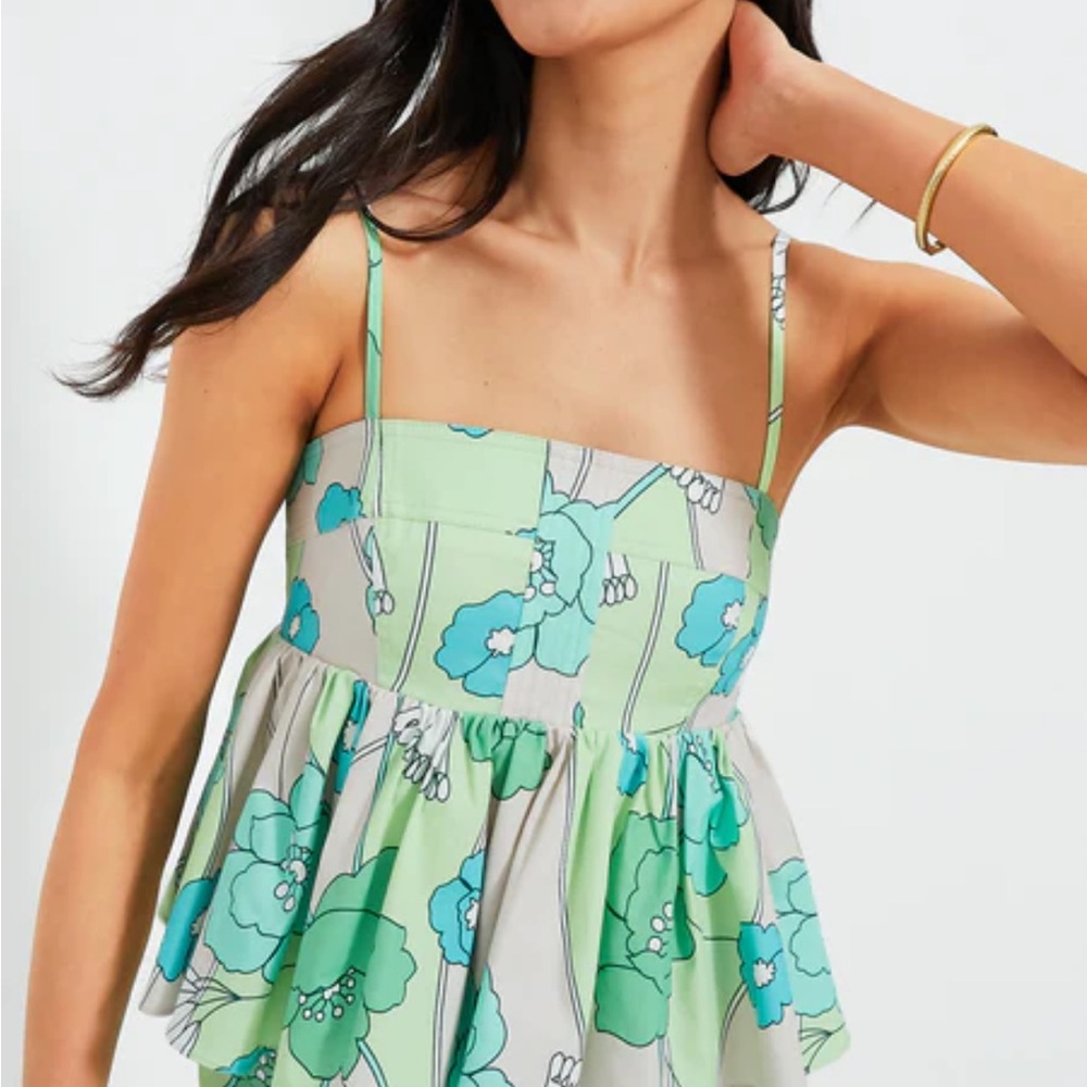 Hyacinth House Green and Blue Floral Heather Tank
